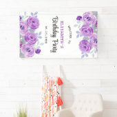 パステルパープルバラグリーナリー誕生日ウェルカム 横断幕 (インサイチュ)