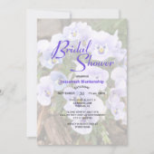 パステルパープルパンジーフォトブライダルシャワーテンプレート 招待状 (正面)