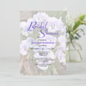 パステルパープルパンジーフォトブライダルシャワーテンプレート 招待状 (スタンド正面)