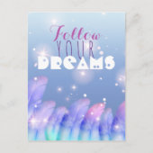 パステルパープルピンクの羽のキラキラ感動的ク ポストカード (正面)