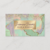 パステルパープルピンクアンドミントモダン金ゴールドアクセント 名刺 (正面)