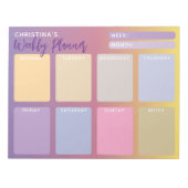 パステルパープルピンクイエローグラデーションウィークリープランナー ノートパッド (正面)