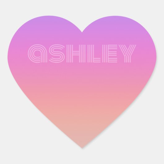 パステルパープルピンクコーラルグラデーション – 巨大モノグラム ハートシール (正面)
