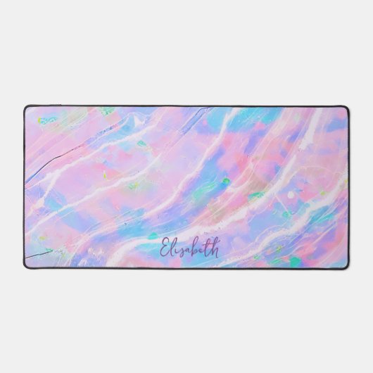 パステルパープルピンクブルーホログラフィガーリーック名の追加 デスクマット (正面)