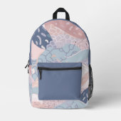 パステルパープルピンクブルー波状パターン プリントバックパック (正面)