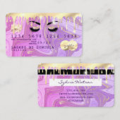 パステルパープルピンク金ゴールドドリップマーブルクレジットカード 名刺 (正面/裏面)