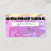 パステルパープルピンク金ゴールドドリップマーブルクレジットカード 名刺 (裏面)