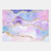 パステルパープルピンク&金ゴールドグリッターアゲート ラッピングペーパーシート (正面2)