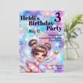 パステルパープルフェアリーマジカル誕生日 招待状 (スタンド正面)