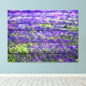 パステルパープルフラワーオンウッド キャンバスプリント (インサイチュ (ウッドフロア))