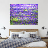 パステルパープルフラワーオンウッド キャンバスプリント (インサイチュ (寝室))