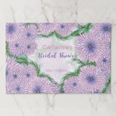 パステルパープルフラワーズブライダルシャワー紙ランチョンマット ペーパーパッド (正面)
