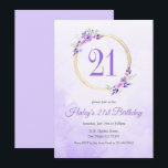 パステルパープルフローラゴールデンリース21st誕生日 招待状<br><div class="desc">招待状あなたの愛する人を特別なお祝いに私たちの魅惑的なパステルパープルフローラ誕生日招待状。この美しいデザインの招待は、柔らかい紫の開花の繊細な配置を特徴とし、エレガントに絡み合って魅力的な雰囲気を作魅力的り出している。この招待の中心には黄金のラウンド素晴らしリースがあり、洗練と暖かさのtouchを追加。きらめく金ゴールドのアクセントは、パステルパープルの花模様を完璧に補い、あなたの誕生日の祭典のトーンを設定する目を引く作品。*カスタムデザインの詳細は連絡Youtopia Officialを参照のこと。*</div>