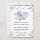 パステルパープルフローラパンプキンス秋の結婚式 招待状 (正面)