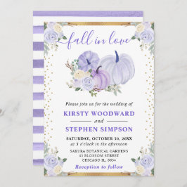 パステルパープルフローラパンプキンス秋の結婚式 招待状