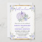 パステルパープルフローラパンプキン秋の結婚式 招待状 (正面)