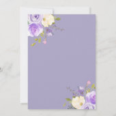 パステルパープルフローラホワイトスクリプトバルミツワー 招待状 (裏面)