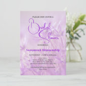 パステルパープルフローラ背景ブライダルシャワー 招待状 (スタンド正面)