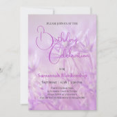 パステルパープルフローラ背景誕生日パーティー 招待状 (正面)