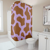 パステルパープルブラウン牛プリント シャワーカーテン (インサイチュ)