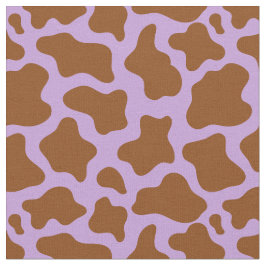 パステルパープルブラウン牛プリント ファブリック