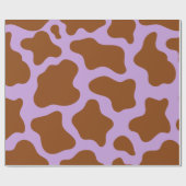 パステルパープルブラウン牛プリント ラッピングペーパー (フラット)