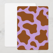 パステルパープルブラウン牛プリント 招待状 (正面/裏面)