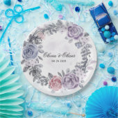 パステルパープルブルーピンクフローラリース結婚ズ ペーパープレート (パーティー)