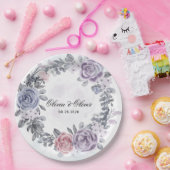 パステルパープルブルーピンクフローラリース結婚ズ ペーパープレート (パーティー)