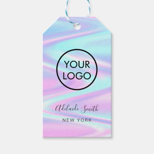 パステルパープルブルーブティックプロダクトギフトラベル ギフトタグ (正面)