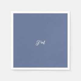 パステルパープルブルー無地のカラートレンディーイニシャル名 スタンダードカクテルナプキン