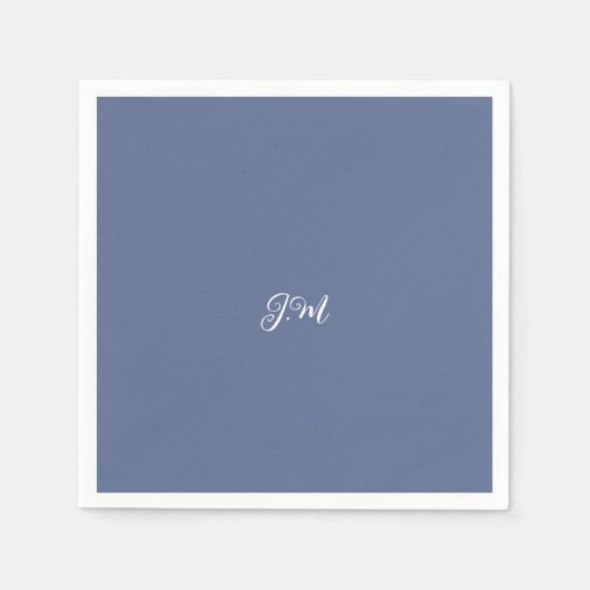 パステルパープルブルー無地のカラートレンディーイニシャル名 スタンダードカクテルナプキン (正面)
