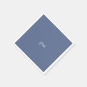 パステルパープルブルー無地のカラートレンディーイニシャル名 スタンダードカクテルナプキン (角)