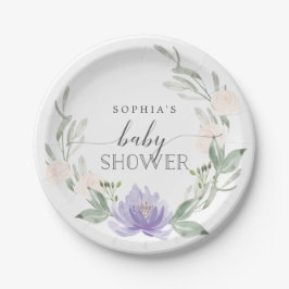 パステルパープルベビーシャワー紙プレート ペーパープレート