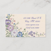 パステルパープルホワイト&ブルーボタニカルフローラプリント 名刺 (裏面)
