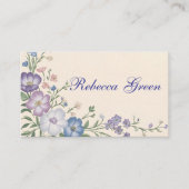 パステルパープルホワイト&ブルーボタニカルフローラプリント 名刺 (正面)