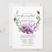 パステルパープルポピーベビーまたはブライダルシャワーバイメール 招待状 (正面)