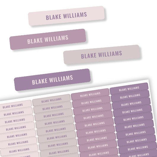 パステルパープルモダンガールズネームスクール ラベル