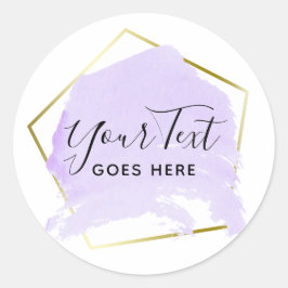 パステルパープルラベンダー絵を描&金ゴールドミニマリスト ラウンドシール