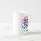 パステルパープルリトルマーメイドウォーター誕生日 ボーンチャイナマグカップ (正面右)