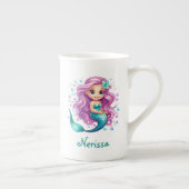 パステルパープルリトルマーメイドウォーター誕生日 ボーンチャイナマグカップ (右)