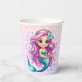 パステルパープルリトルマーメイドウォーター誕生日 紙コップ (裏面)