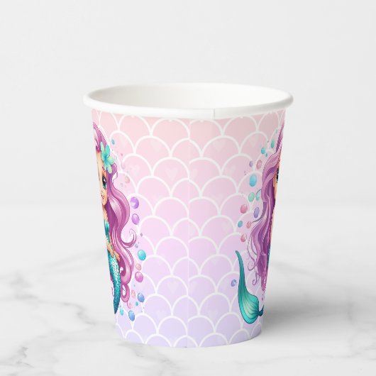 パステルパープルリトルマーメイドウォーター誕生日 紙コップ (右)