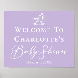 パステルパープルロッキングホース赤ちゃんシャワーカスタム ポスター