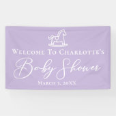 パステルパープルロッキングホース赤ちゃんシャワーカスタム 横断幕 (横)
