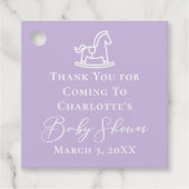 パステルパープルロッキングホース赤ちゃんシャワー フェイバータグ (正面)