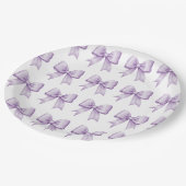 パステルパープルヴィンテージサテンボウパターン ペーパープレート (アングル)