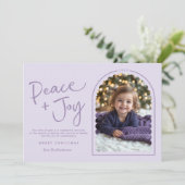 パステルパープル平和モダン喜び写真クリスマス シーズンカード (スタンド正面)