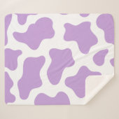 パステルパープル牛のプリントかわいい シェルパブランケット (正面(横))