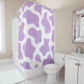 パステルパープル牛のプリントかわいい シャワーカーテン (インサイチュ)